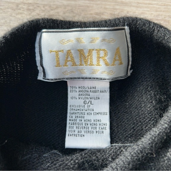 Vintage Tamra Black  Wool Angora Blend Beaded Sweater - Picture 6 of 15